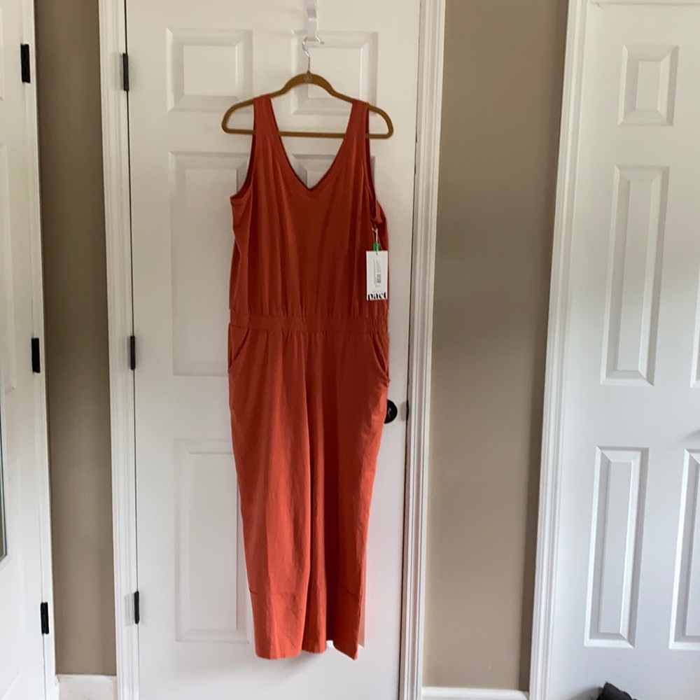 Pact Women’s Paprika V Neck Sleeveless jumpsuit